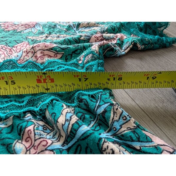 Torrid Super Soft Floral Lace-Trim Babydoll Top Teal & Pink Size 00 - Picture 9 of 9